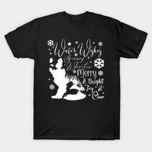 Warm Wishes Holiday Snow Fox in Light Font T-Shirt